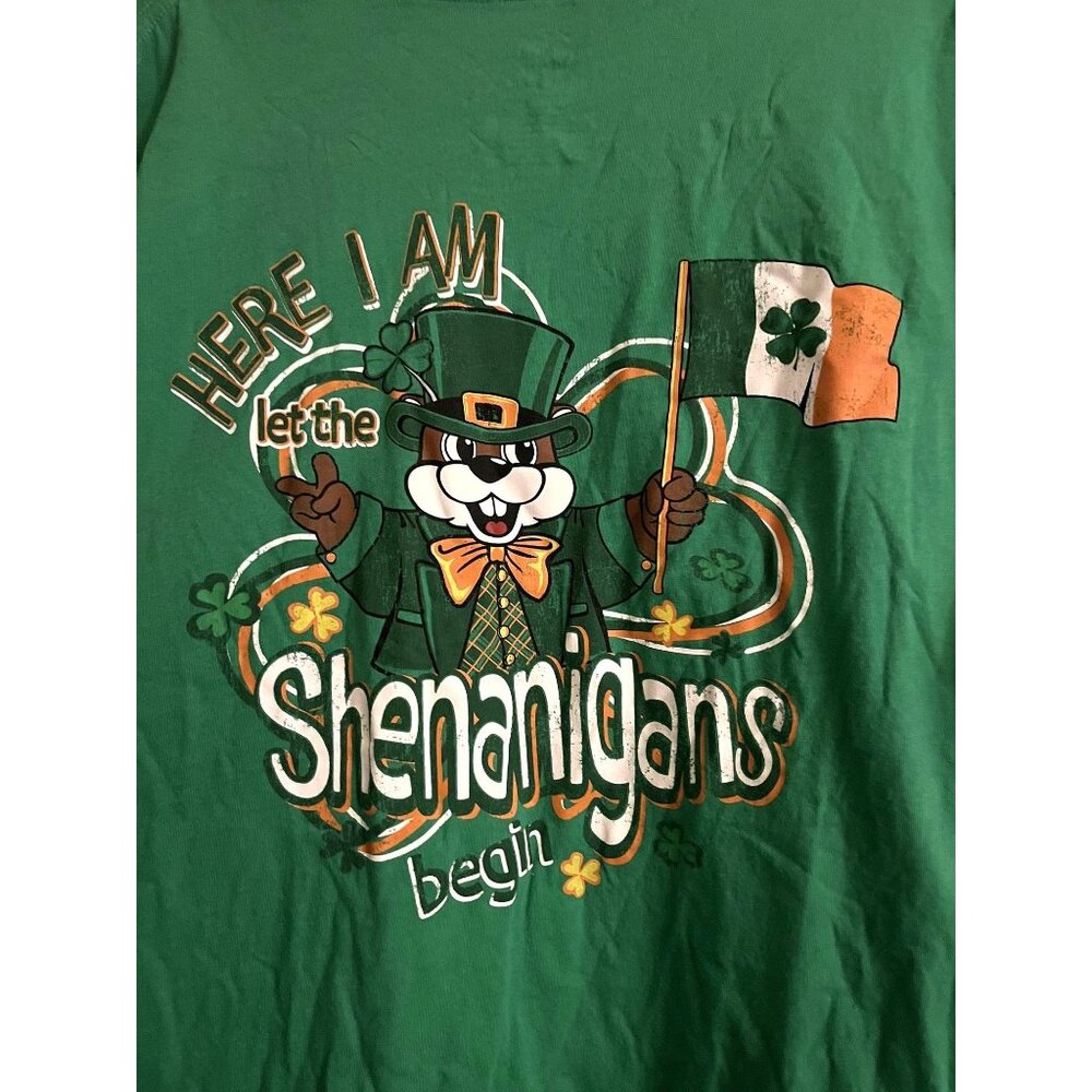 BUC-EES 'Here I am Let The Shenanigans Begin' St. Patricks Day Womens 2XL Green
